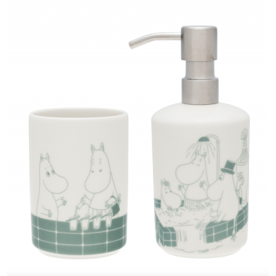 Набор дозатор для мыла и стакан для зубных щеток Moomin Время принятия ванны.